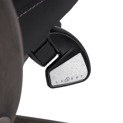 Black Leather Ergonomic Executive Office Chair with Wood Base