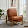 LeisureMod Jefferson Accent Arm Chair Upholstered in Faux Leather with Gold Stainless Steel Frame - 2 of 4