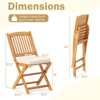 Tangkula Patio Folding Chair Set of 2 Portable Acacia Wood Dining Chairs with High Back & Seat Cushions Beige/Navy/Red - 3 of 3
