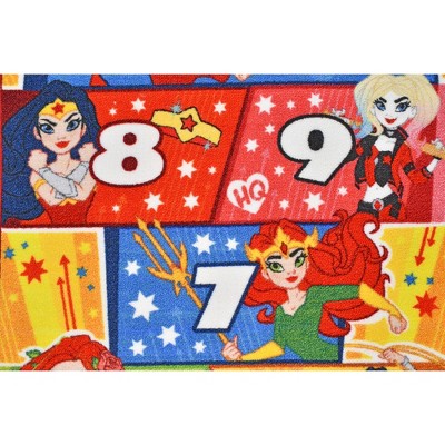 Justice League Girls Hopscotch Educational Play Rug 72 x 31 in