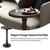 COZAYH Pedestal Tray Top End Table for Holding Drinks, Lamps or Plants, Farmhouse & Rustic Style for Living Room or Bedroom, Dark Brown - 3 of 4