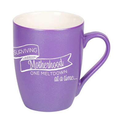 Elanze Designs Surviving Motherhood One Meltdown At A Time Passion Purple 10 ounce New Bone China Coffee Cup Mug