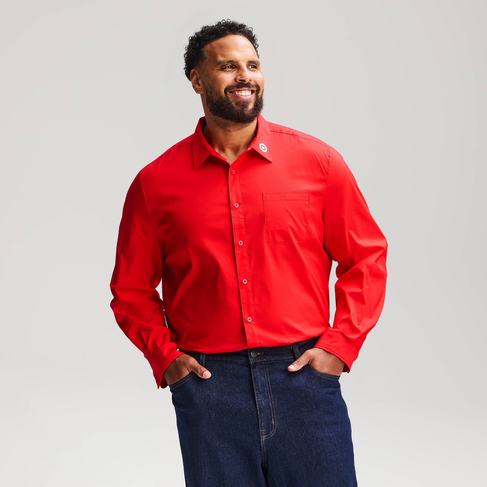 Men's Collection 186 Long Sleeve Logo Button-Up Shirt - Target Branded Red M