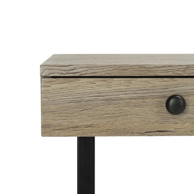 Transitional Black and Oak 3-Drawer Home Office Desk