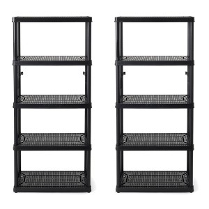 Gracious Living 5 Shelf Fixed Height Ventilated Medium Duty Storage Unit Organizer System for Home, Garage, Basement, and Laundry, Black (2 Pack) - 1 of 4