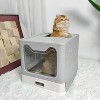 Artloge XXL Stainless Steel Tray Cat Litter Box Enclosed Cat Toilet with Lid & Scoop Anti-Urine Leakage Easy Cleaning - 2 of 4