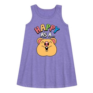 Girls' - Instant Message - Happy As A Quokka Graphic Sleeveless Aline Dress - 1 of 4