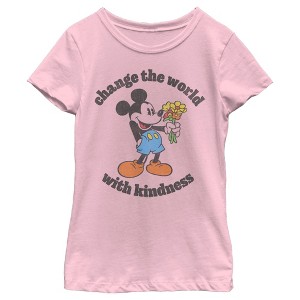 Girl's Disney Mickey Mouse Change the World with Kindness T-Shirt - 1 of 4