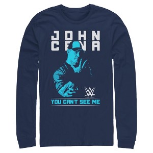 Mens WWE John Cena You Can't See Me Blue Long Sleeve Shirt - 1 of 4