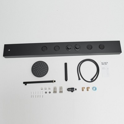 Matte Black Multi-Function Shower Panel with Adjustable Head
