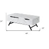 HomeRoots 48" White and Black Wood and Steel Lift Top Coffee Table With Drawer - 3 of 4