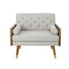 37.75'' Upholstery Club Chair with Button-Tufted Diamond Stitch, Rolled Accent Pillows, and Gold-Tipped Rubberwood Legs - 2 of 4