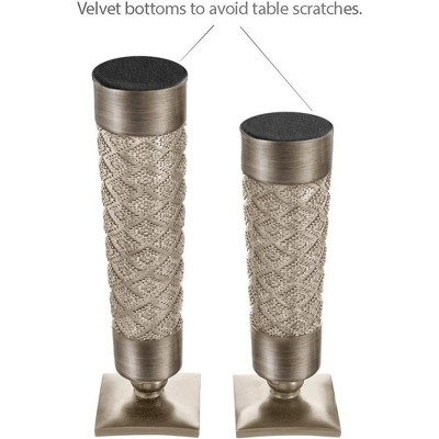 Dublin Silver Textured Pillar Candle Holder Set of 2