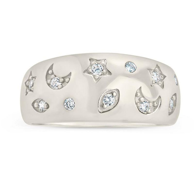 SHINE by Sterling Forever Star and Crescent Bezel Dome Band Ring, 3 of 4
