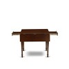 East West Furniture 3 Piece Mid Century Dining Set consists A Wooden Table and 2 Burgundy Faux Leather Mid Century Modern Dining Chairs, Mahogany - 4 of 4