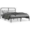 vidaXL Metal Bed Frame without Mattress with Headboard Black 59.1"x78.7" - 2 of 4