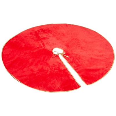 Red and Gold Fabric Christmas Tree Skirt, 42 Inches
