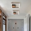 LLHZSY Modern Farmhouse 1-Light Wood LED Flush Mount Ceiling Light Fixture-Square - 4 of 4