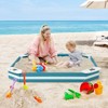 Safstar Outdoor Wooden Sandbox w/ Animal Patterns Seats Backyard Bottomless Sandpit - 3 of 4