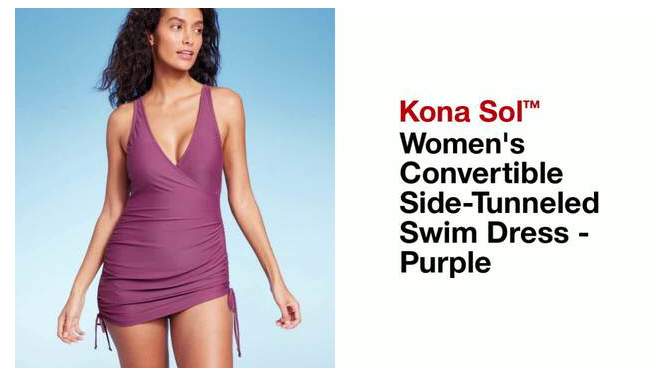 Women&#39;s Convertible Side-Tunneled Swim Dress - Kona Sol&#8482; Purple, 2 of 8, play video