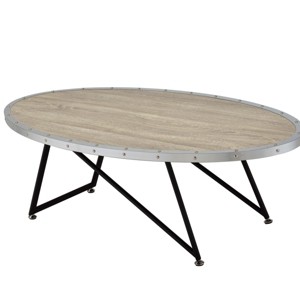 ChicFurnit Coffee Table Weathered Gray Oak and Metal Finish Modern Stylish Design for Living Room, Black, 52"*27"*3" - 1 of 4