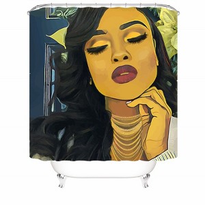 Yellow Face Woman-1 Shower Curtains for Bathroom Waterproof Fabric Bath Curtain Durable Soft Stylish Bathroom Decor 72x72 Inch - 1 of 1