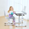 Aoibox Kids Ergonomic Height Adjustable Desk and Chair Set with Tilt Desktop LED Light Book Stand Storage Drawer Grey - 2 of 4