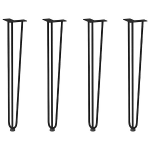 vidaXL Hairpin Table Legs - Set of 4 Black 28.3" Solid Steel Legs with Modern Design, Adjustable Foot Levelers for Coffee Tables - 1 of 4
