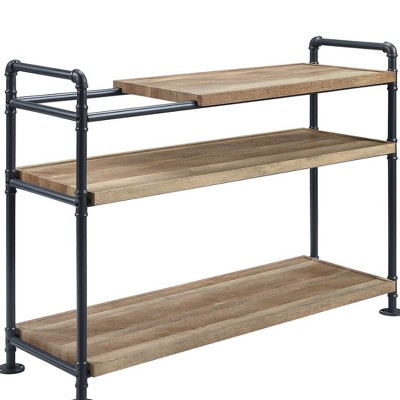 Modern Farmhouse Rustic Black Metal and Oak Wood 48" Bookshelf