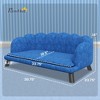 Velvet Large Dog Couch with Foam Cushion, Soft and Cute Dog Bed with Pearl Design, Dog Sofa for Big and Medium Dogs, Dark Blue - 4 of 4