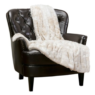 Luxurious Beige Faux Fur Reversible Sherpa Throw Blanket