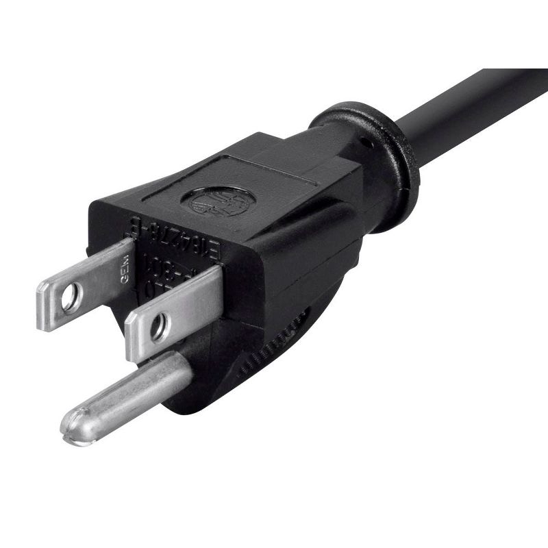 Monoprice Power Extension Cord Cable - 20 Feet - Black | NEMA 5-15P to NEMA 5-15R, 16AWG, 13A/1625W, 3-Prong, 3 of 7