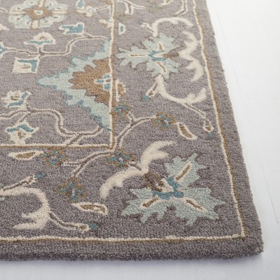Handmade Gray Wool Tufted Floral Area Rug 2' x 3'