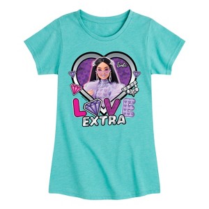 Girls' - Barbie - Love Extra Heart Fitted Short Sleeve Graphic T-Shirt - 1 of 4