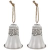 Northlight Embossed Bells Christmas Ornaments - 6" - Gray and White - Set of 2 - 4 of 4