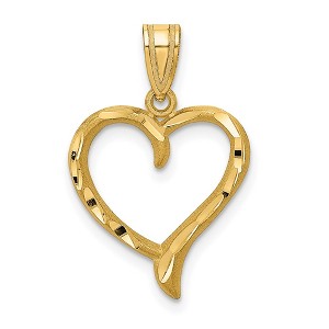 Black Bow Jewelry 14k Yellow Gold Diamond Cut Ribbon Heart Pendant - 1 of 4