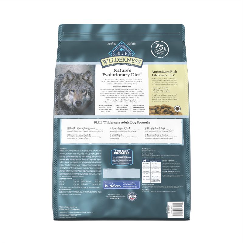 Blue Buffalo Wilderness High Protein Natural Adult Dry Dog Food plus Wholesome Grains with Chicken - 13lbs, 3 of 12