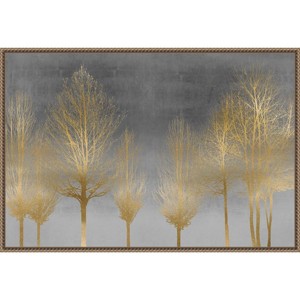 33"x23" Gold Forest on Gray by Kate Bennett: Amanti Art Canvas, Botanical Landscape - 1 of 4