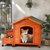 phiestina Wooden Feral Dog House, 32"x34.5"x29.5", with Food Bowl & Storage Bucket for Indoor/Outdoor Use - 2 of 4