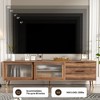 HDZNVF Modern TV Stand For 75 Inch TV, TV Console With 2 Glass Doors, Walnut - 3 of 4