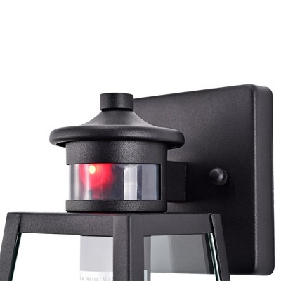 Matte Black Motion Sensor Outdoor Wall Sconce with Clear Glass