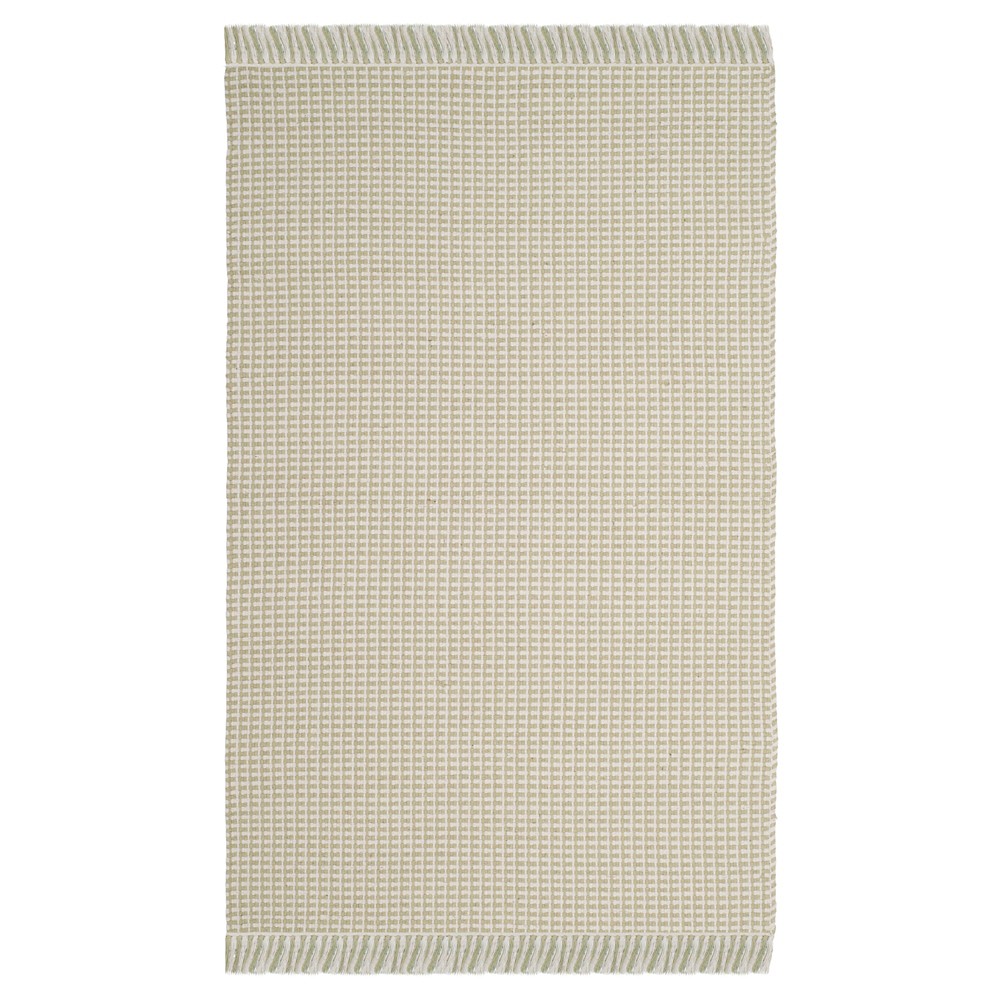 Ivory/Green Stripe Flatweave Woven Accent Rug 3'x5' - Safavieh