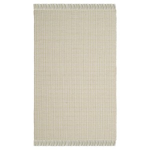 Ivory/Green Stripe Flatweave Woven Accent Rug 3