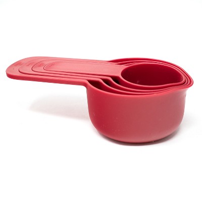 12-Piece Red and Gray Plastic Nested Mixing Bowls and Measuring Cups Set