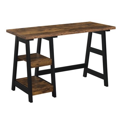 Designs2Go Trestle Desk with Shelves Barnwood/Black - Breighton Home