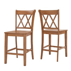 South Hill X Back 24 in. Counter Chair (Set of 2) - Oak - Inspire Q, Brown