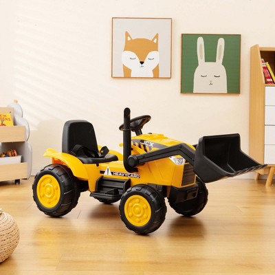 12V Yellow Kids Ride-On Excavator with Adjustable Bucket