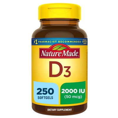 Nature Made Vitamin D3 2000 IU (50 mcg), Bone Health and Immune Support Softgels - 250ct_4