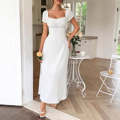 Coolmee Women's Spring Summer Satin Wedding Guest Midi Dress Wrap Party  Cocktail Formal Prom Dresses White S : Target