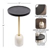 Kate and Laurel Shorrock Wood and Marble Side Table, 12x12x24, Black and Gold - 2 of 4